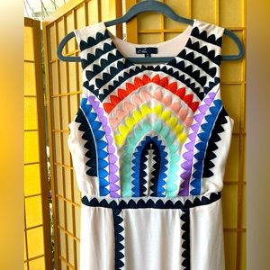 Long Rayon dress, 90’s. Stunning breast design.